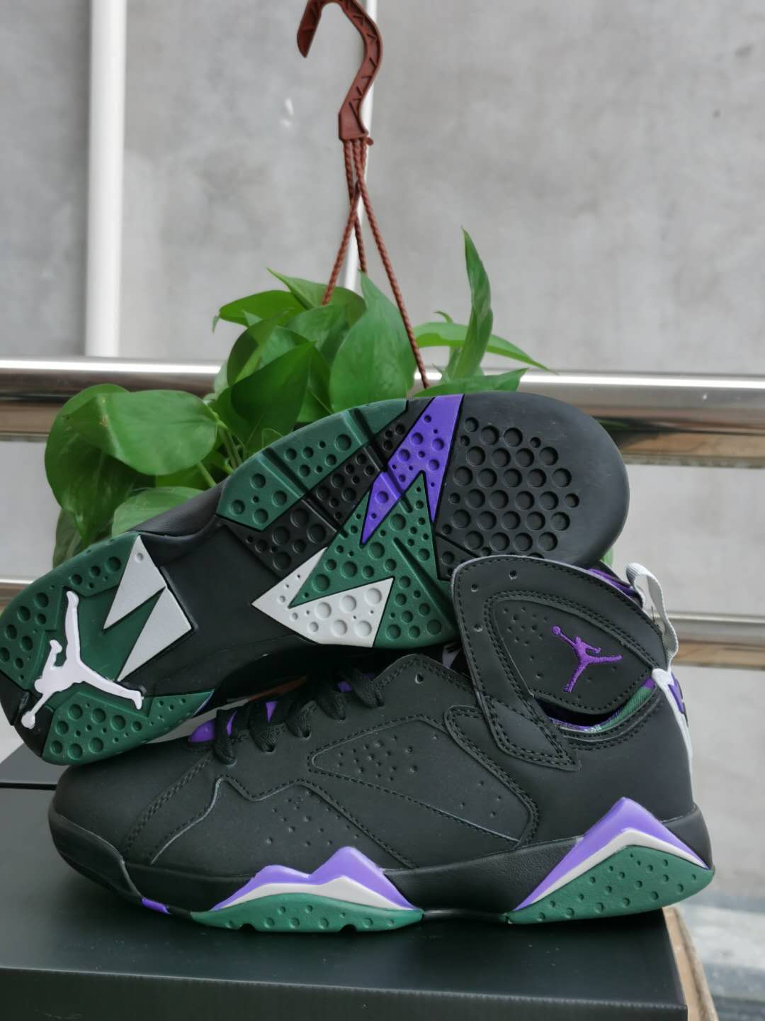 2020 Air Jordan 7 Black Grey Purple Shoes